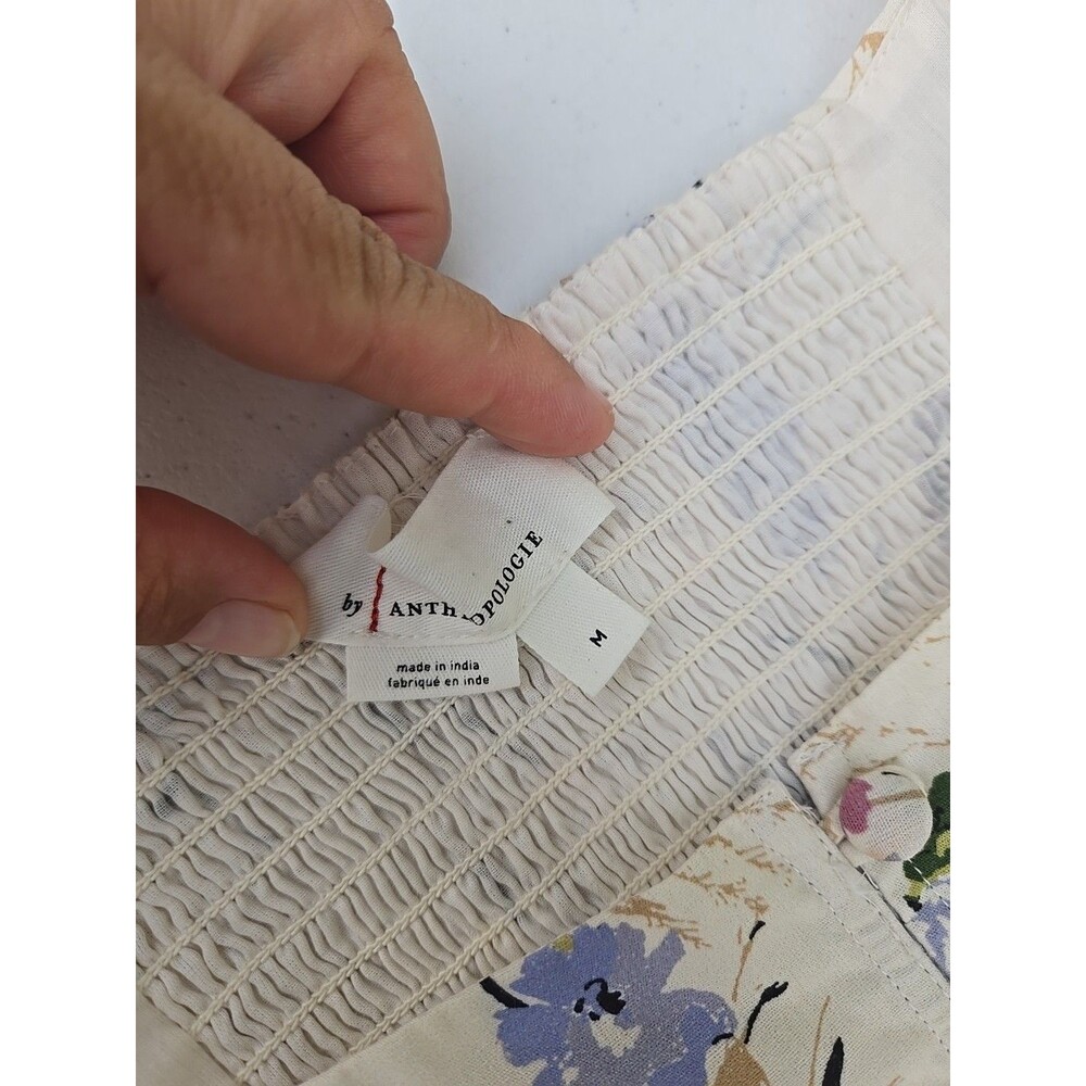 by Anthropologie Floral Corset Smocked Back Size Medium - Picture 6 of 11